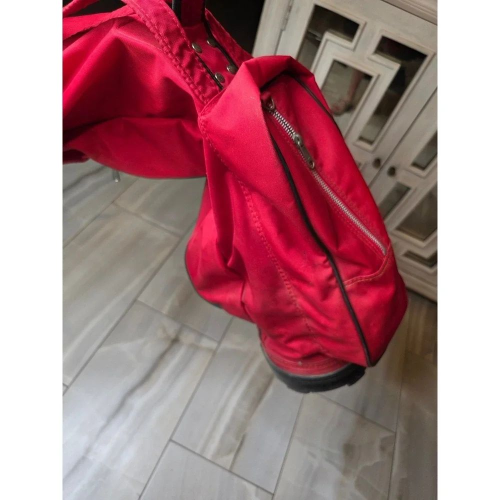 Vintage Red Golf Sunday Carry Bag Lightweight Canvas Padded Strap 32 Inch‎